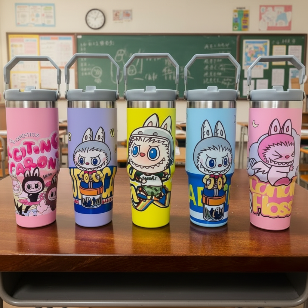 Labubu 900ml Insulated Thermo Cup with Handle Stainless Steel