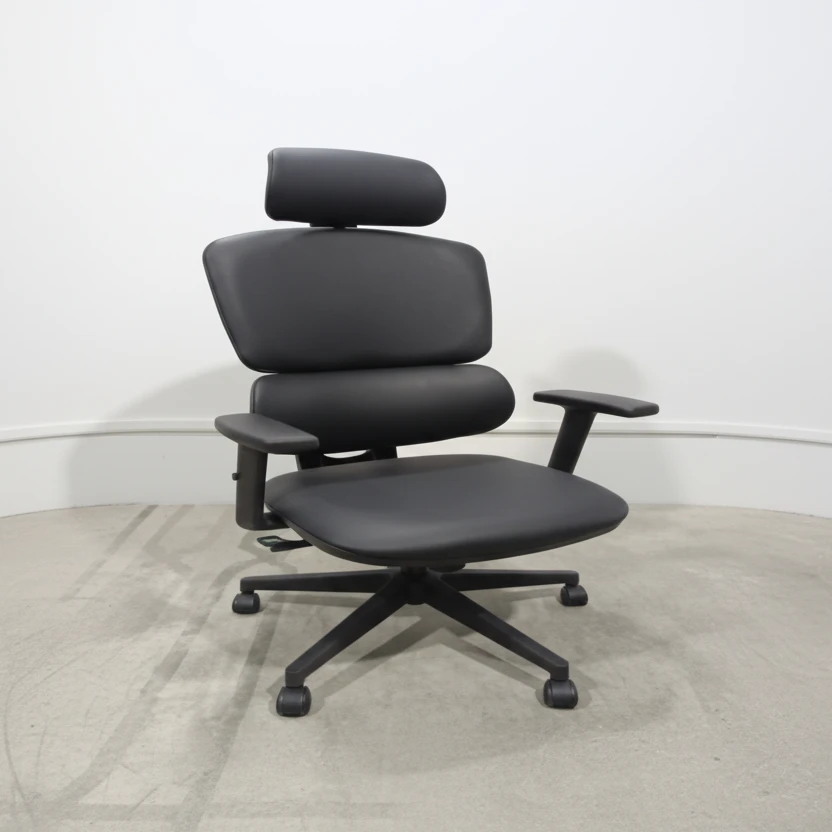 Premium Executive Office Chair - Ergonomic Leather with Adjustable Headrest Furniture Office Chairs