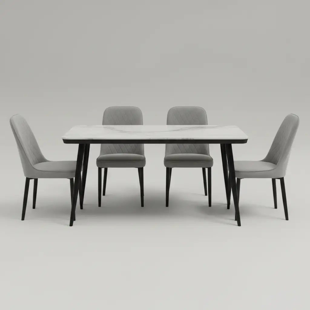 Marble-Top Dining Table & 6 Chairs Set Kitchen & Dining Furniture Sets