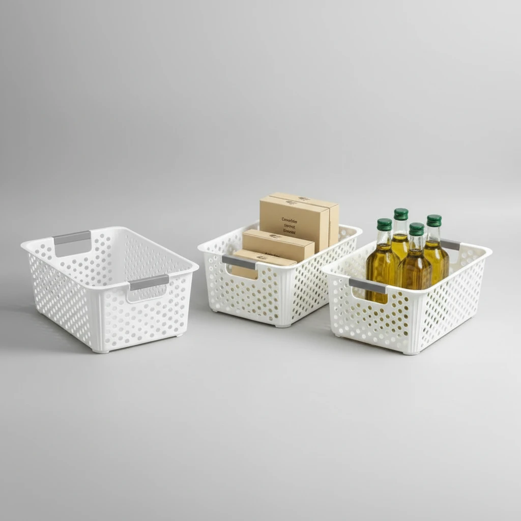 Large Ventilated Plastic Storage Basket with Handles 36x25.4x14cm Home & Garden Household Storage Containers
