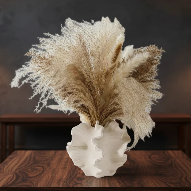 Decorative Irregular Shaped Ceramic Vase with Wavy Edges Home & Garden Vases