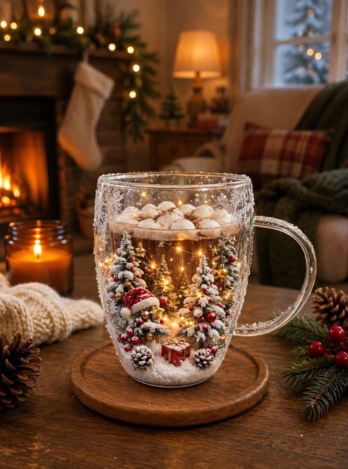 350ml Floral Double-Wall Glass Mug Glass Mug Mugs