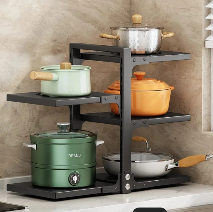 Multi-Layer Pot Storage Rack Adjustable Under Sink Pan Holders Kitchen Organizer Kitchen & Dining Pot Racks