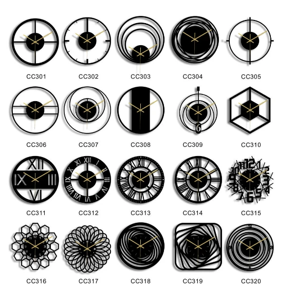 Fashion Wall Decor 3D Dimensional Black Acrylic Round Wall Clock 30cm Diameter Home & Garden Wall Clocks