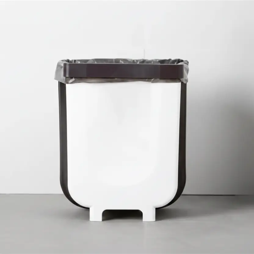 Kitchen Bin - 9L Hanging Cabinet Door Waste Bin Worktop Food Scrap Collector Beige Black Home & Garden Wastebaskets