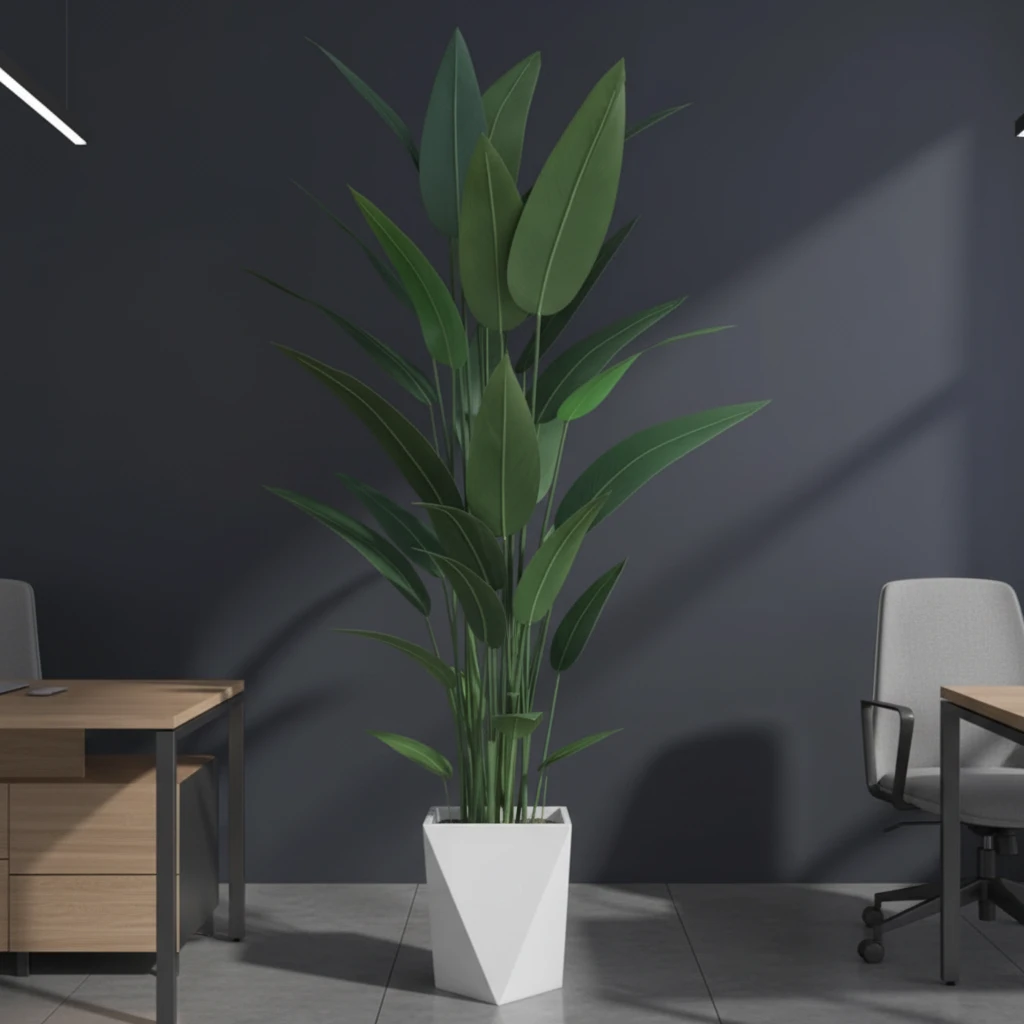 Real Touch Strelitzia Artificial Plant 180cm with White Geometric Pot Home & Garden Artificial Non-Flowering Plants