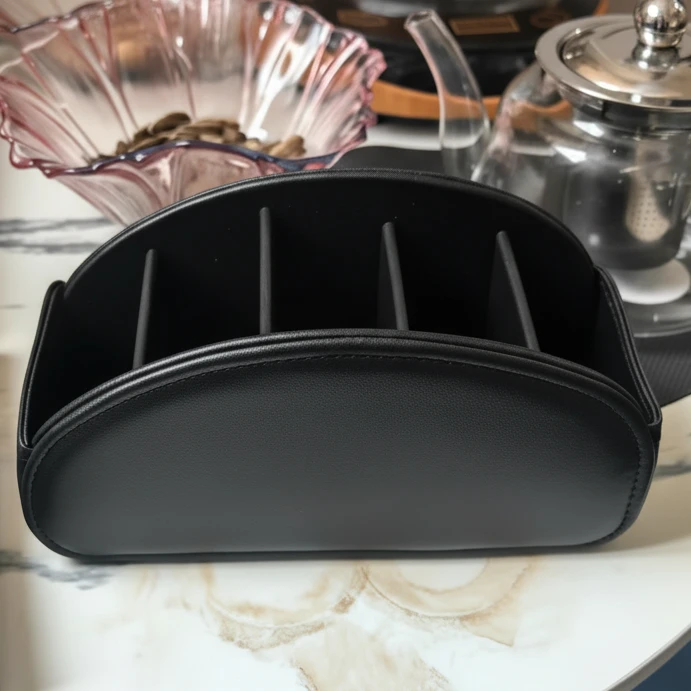 PU Leather Remote Control Holder 5-Compartment Storage Organizer Home & Garden Household Storage Caddies