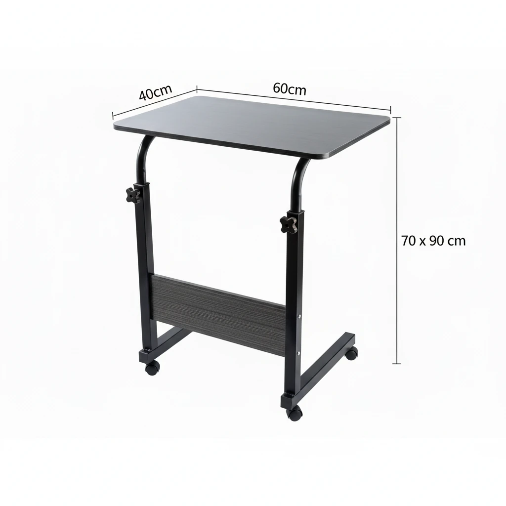 Adjustable Rolling Laptop Desk 60x40cm with Wheels Height 70-90cm Home & Garden Workspace Tables