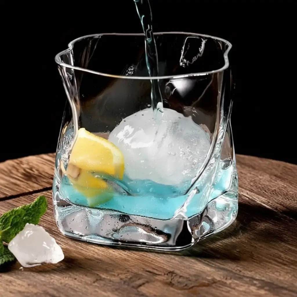 Whiskey Glass Set - 6-Piece Distorted Wave Crystal Clear Kitchen & Dining Drinkware Sets