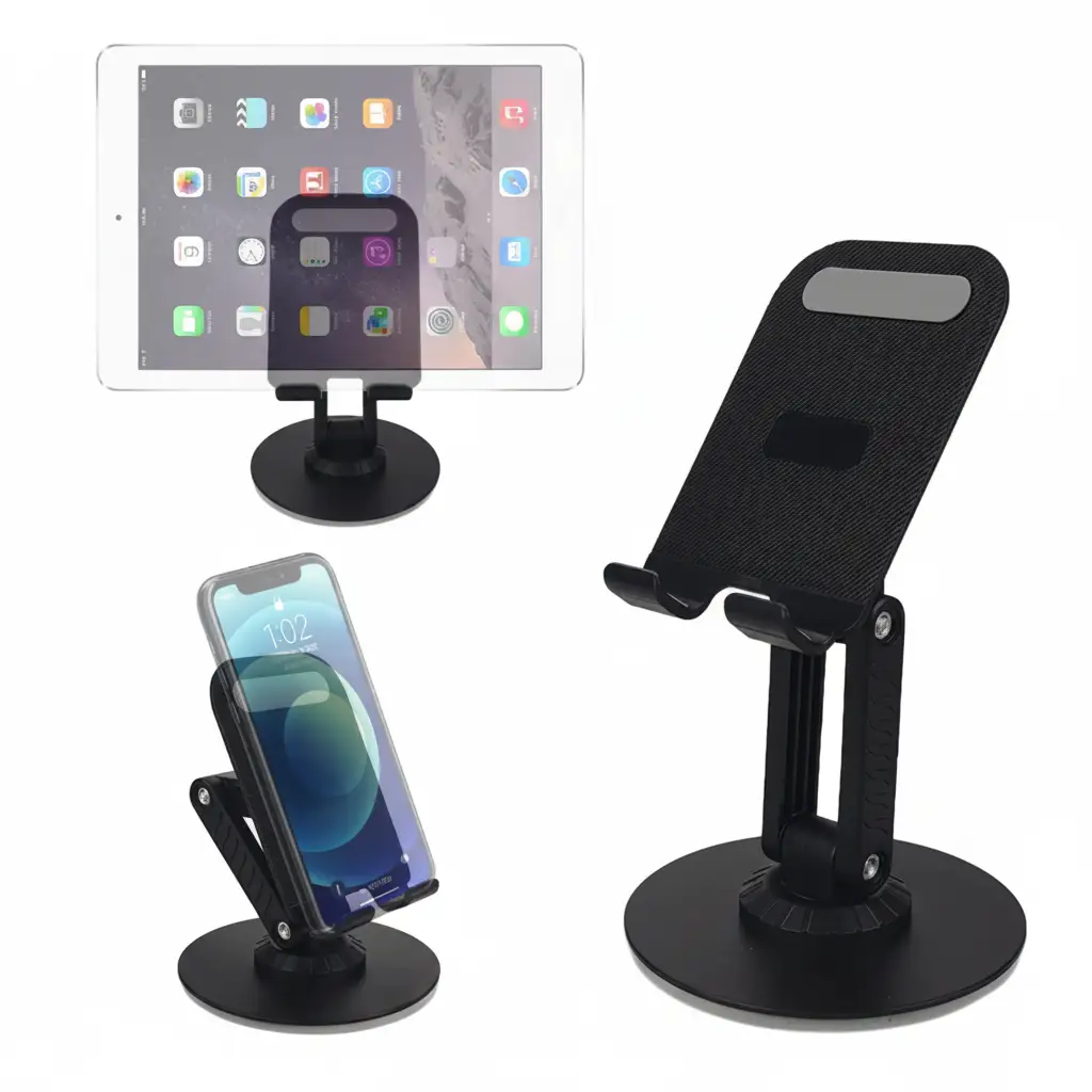 Phone Stand - 360 Adjustable Desktop Holder for Phone and Tablet Black Electronics Mobile Phone Stands