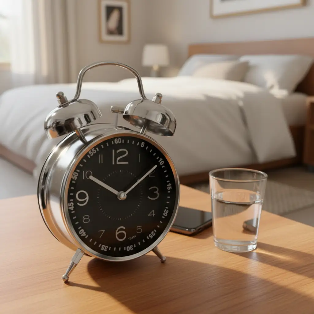 Alarm Clock - Retro Twin Bell Analogue Silver Chrome with Black Dial Home & Garden Alarm Clocks