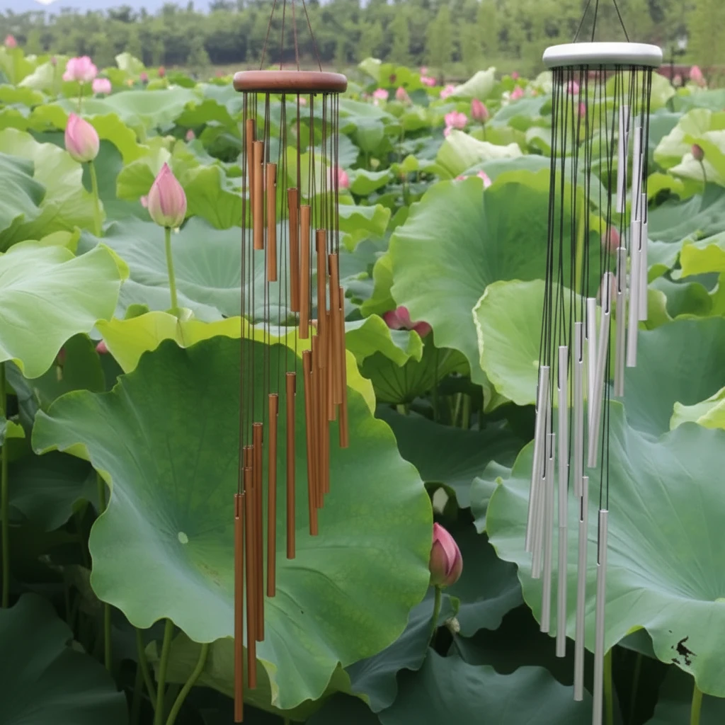 18-Tube Rotating Aluminum Wind Chime 90cm Spiral Soothing Melody Indoor Outdoor Gold Silver Home & Garden Wind Chimes