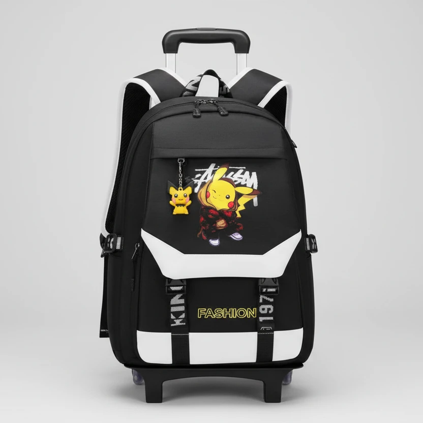 Pokemon Trolley Backpack Student Stair Climbing Large Capacity Waterproof School Bag Kids & Baby School Backpacks