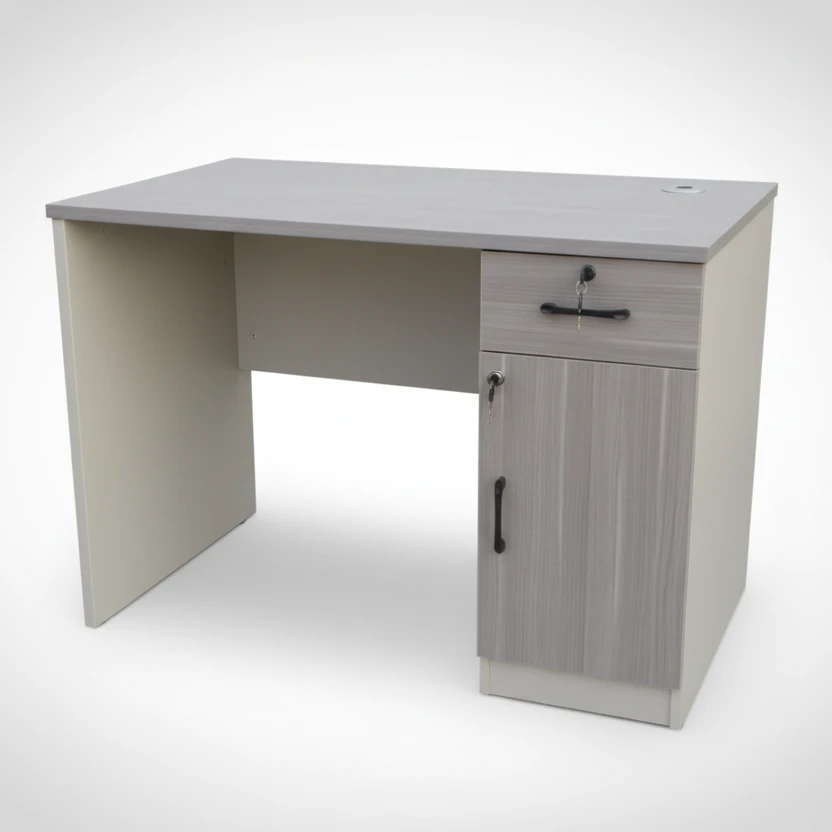 Office Desk - Modern 1m with Drawer & Cabinet Furniture Desks