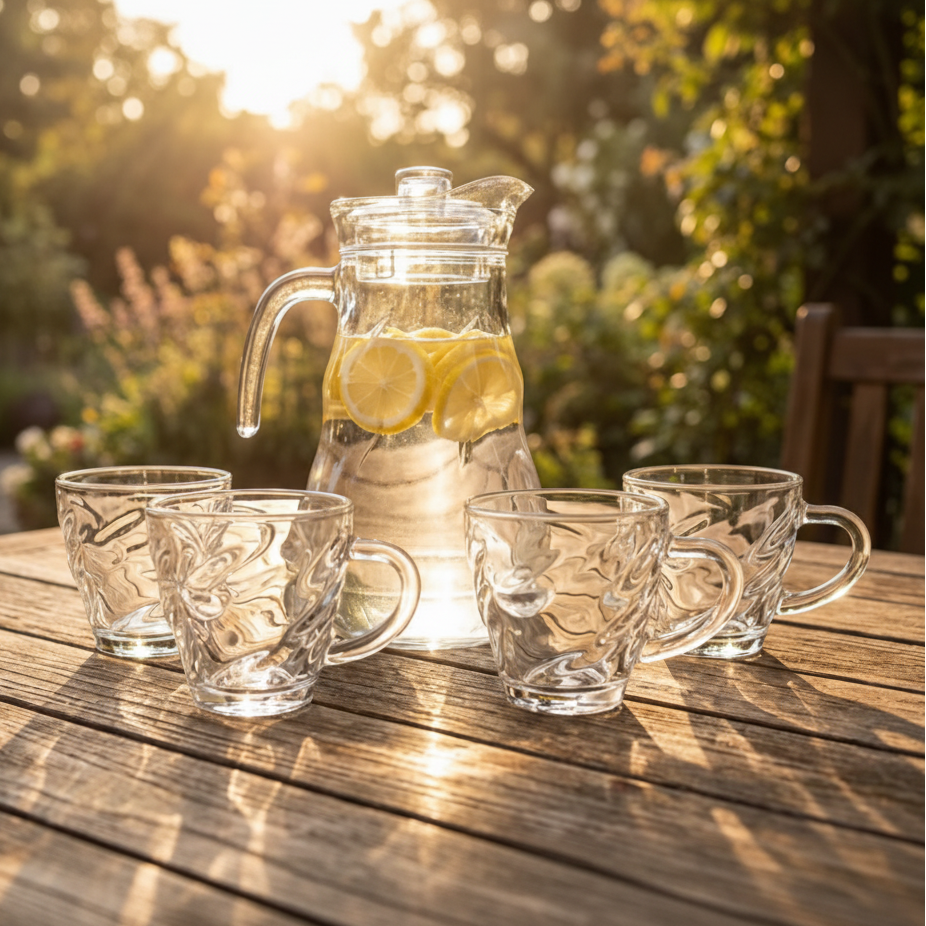 5 Piece Starry Sky Glass Jug Set with 4 Cups
