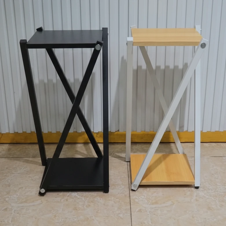 2-Tier Wooden Flower Stand with Metal Frame X-Design Home & Garden Plant Stands