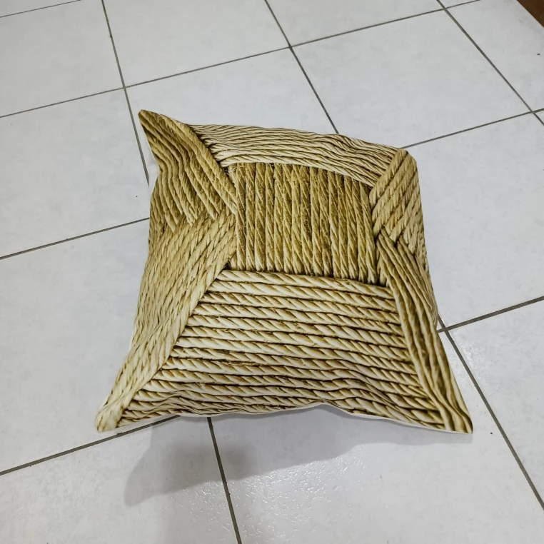 Woven Seagrass Rope Cushion Cover Boho Geometric Natural 45x45cm Home & Garden Chair & Sofa Cushion Covers