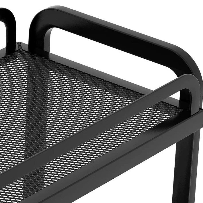 2-Tier Steel Mesh Kitchen Countertop Storage Rack U-Bar Rail Black White 40x25x35cm Kitchen & Dining Spice Organizers