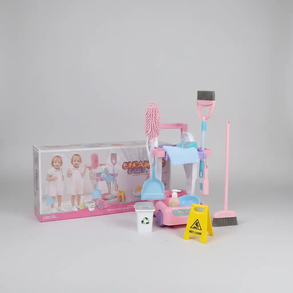 Kids Cleaning Cart Play Set Baby & Kids Pretend Housekeeping