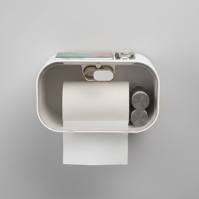 Luxury Gold Plated Wall Mounted Tissue Box with Storage Tray