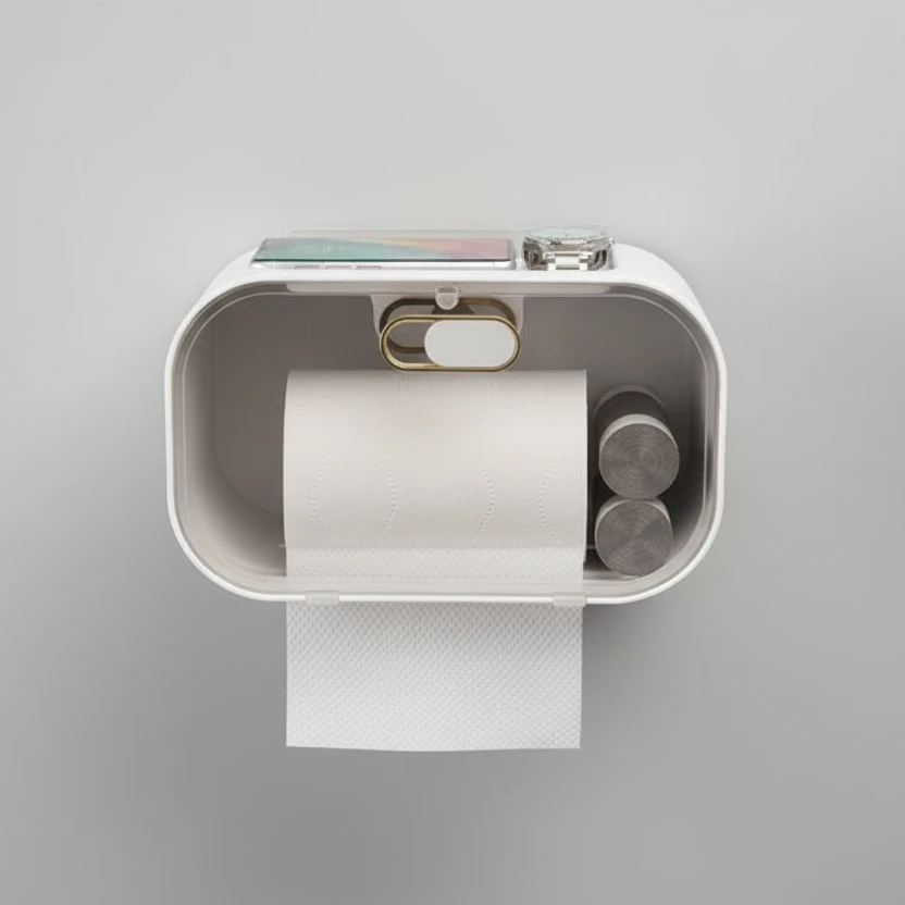 Luxury Gold Plated Wall Mounted Tissue Box with Storage Tray Home Organization Facial Tissue Holders