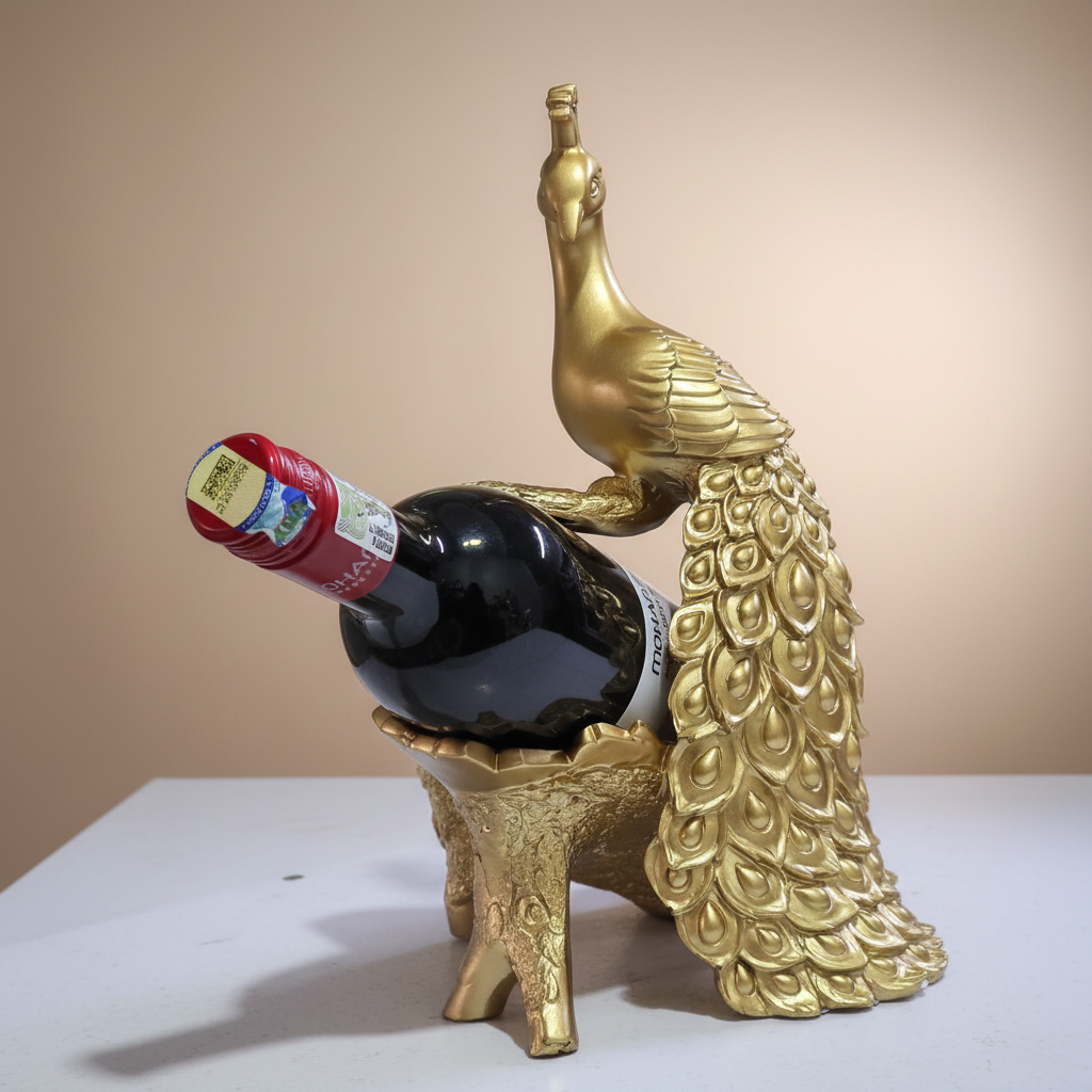 Wine Rack - Peacock Luxury European Style Gold 22x18x29cm