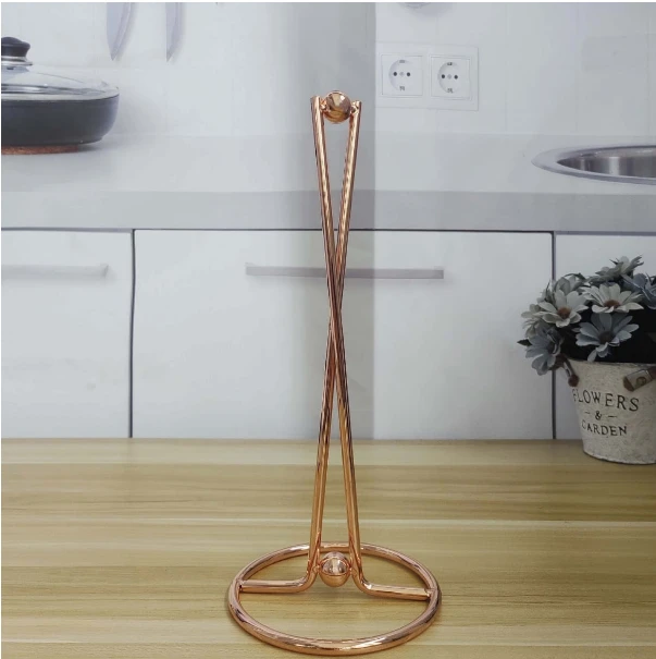 Vertical Iron Paper Towel Holder Nordic Ins Style Gold Rose Gold Black Desktop Kitchen & Dining Paper Towel Holders