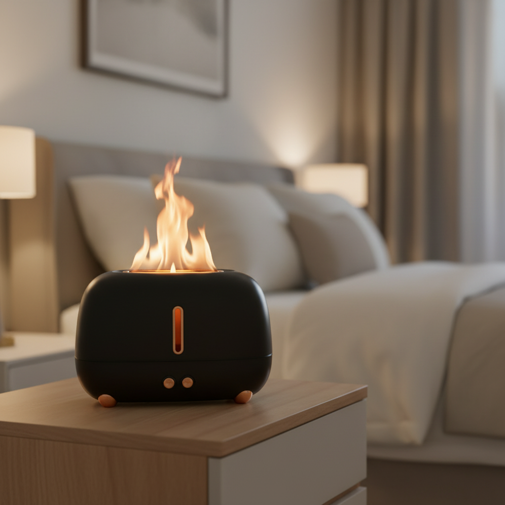 Flame Effect Humidifier 250ml USB LED Aroma Diffuser Cool Mist