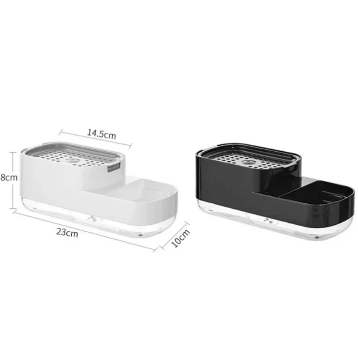 Nordic 2-in-1 Soap Holder and Dispenser with Drainage and Sponge Kitchen & Dining Sink Caddies