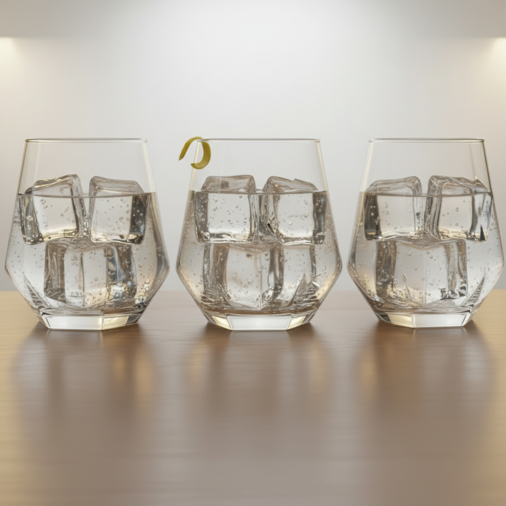 Hexagonal Whisky Glass Set 330ml Diamond Cut 6 Pieces Kitchen & Dining Drinkware Sets
