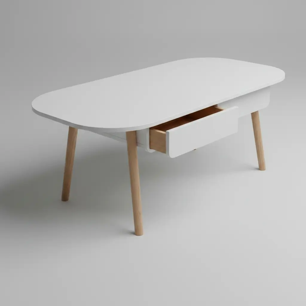 Scandinavian Oval Coffee Table with Wood Legs Coffee Table Coffee Tables