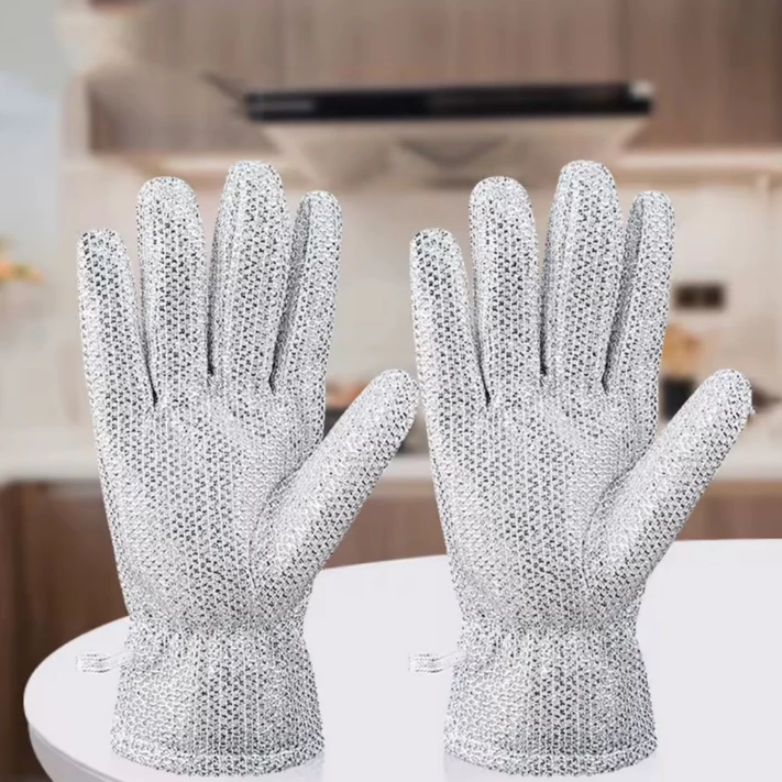 Magic Steel Wire Cleaning Gloves with Latex Layer Waterproof Kitchen & Dining Cleaning Gloves