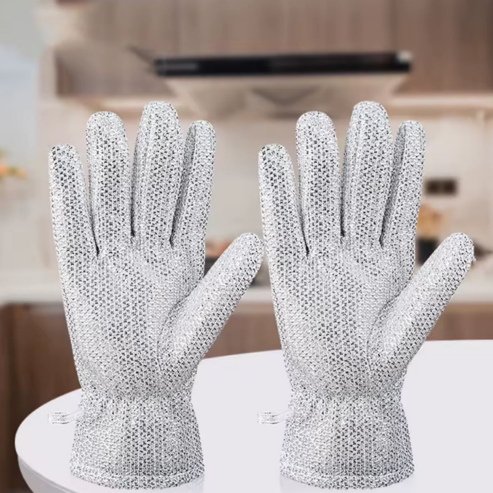 Magic Steel Wire Cleaning Gloves with Latex Layer Waterproof