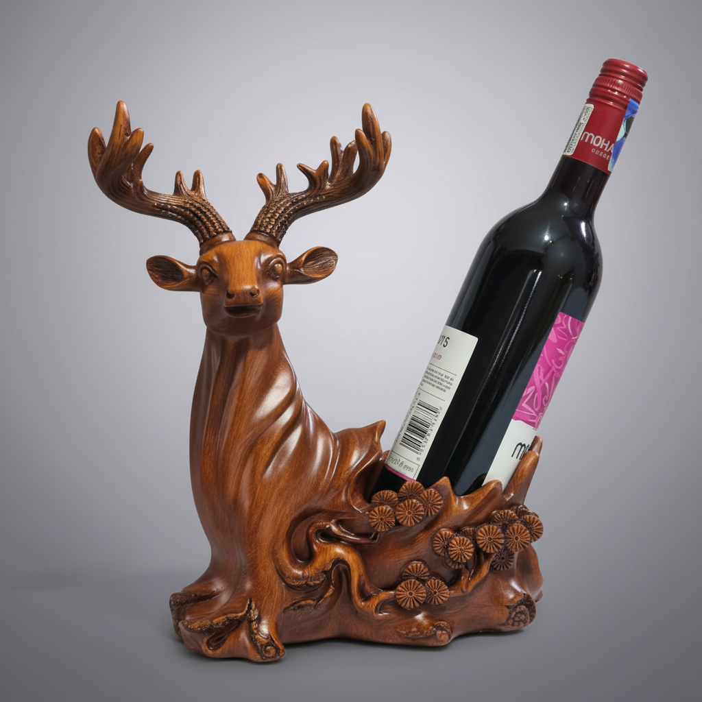 Wine Rack - Deer Head Decorative Sculpture Brown 25x12x31cm