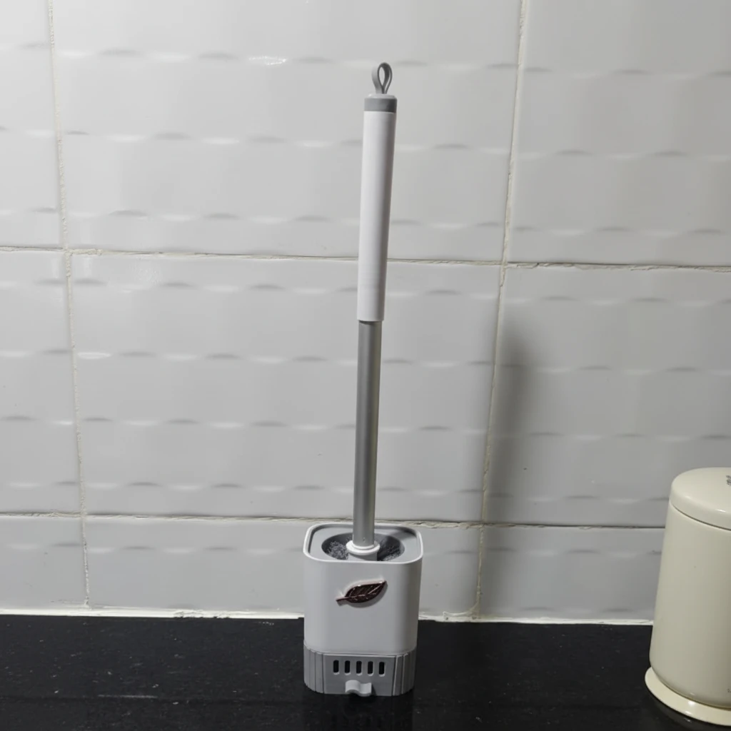 Wall Mounted Toilet Brush with Vented Holder Stand Alone or Wall Mounted White Grey Home & Garden Toilet Brushes