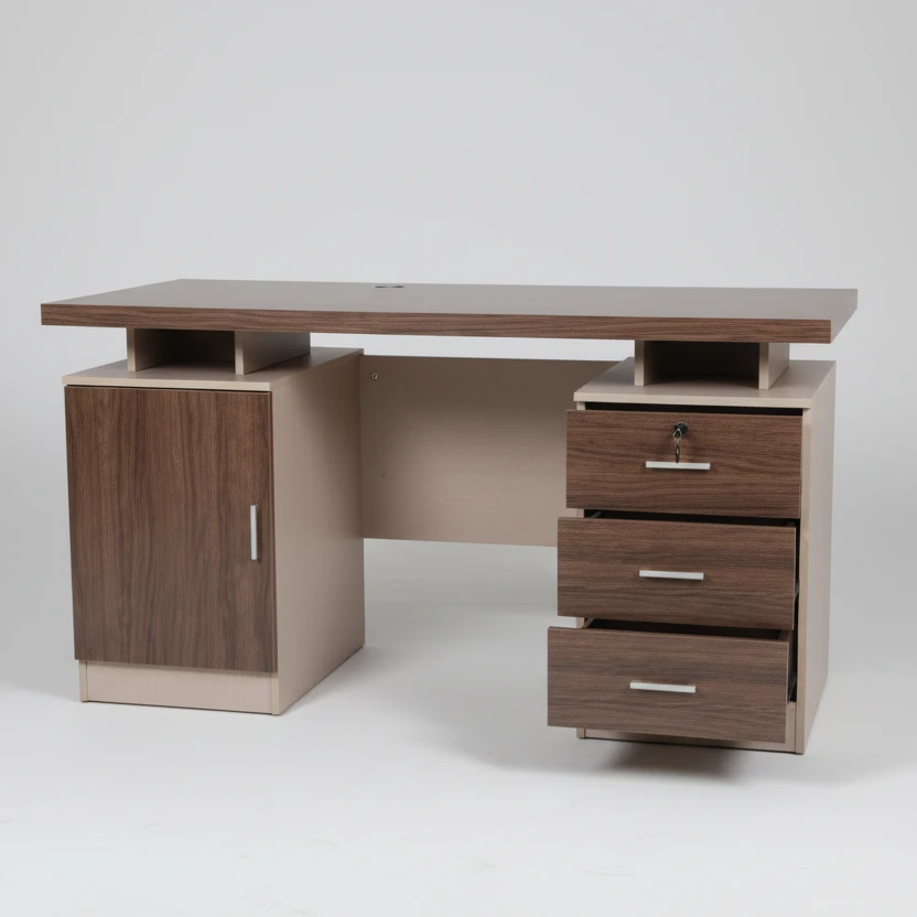 Office Desk - Modern 1.4m with Drawers & Storage Furniture Desks