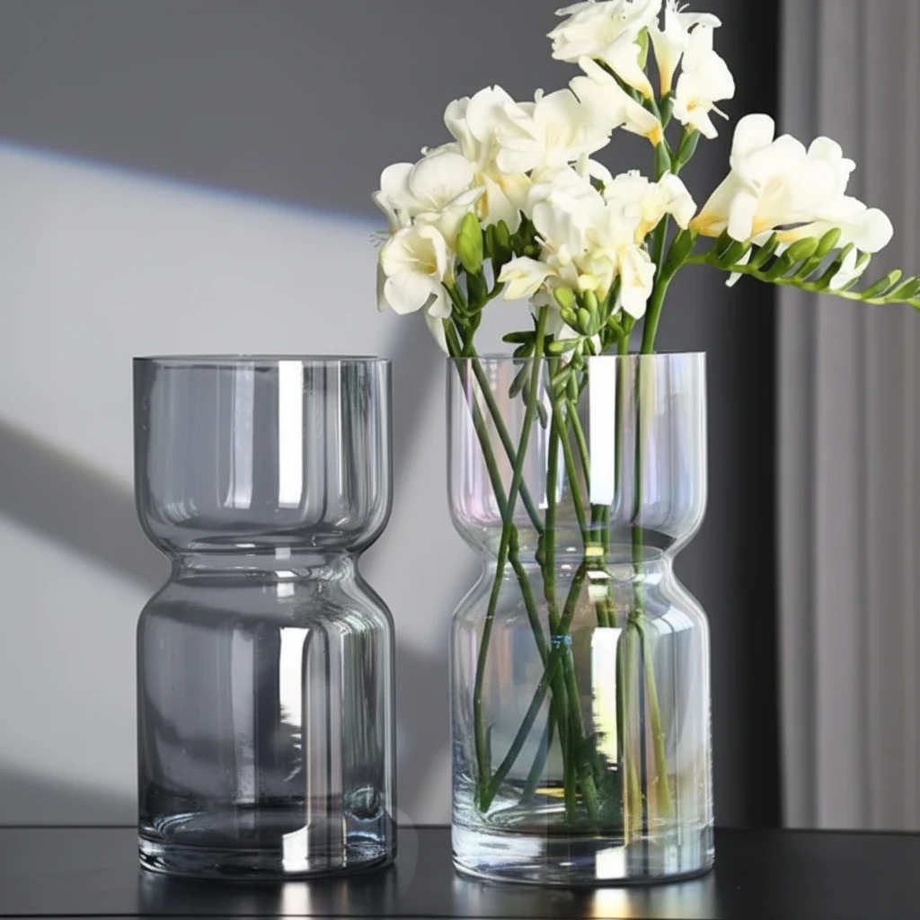 Nordic Dark Glass Vase - 28cm Modern Creative Design Home & Garden Vases