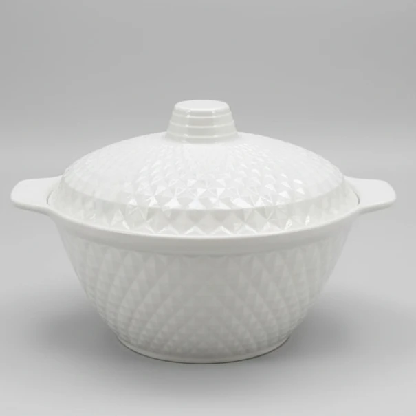 Melamine Serving Bowl with Lid 3L Textured Design Kitchen & Dining Serveware
