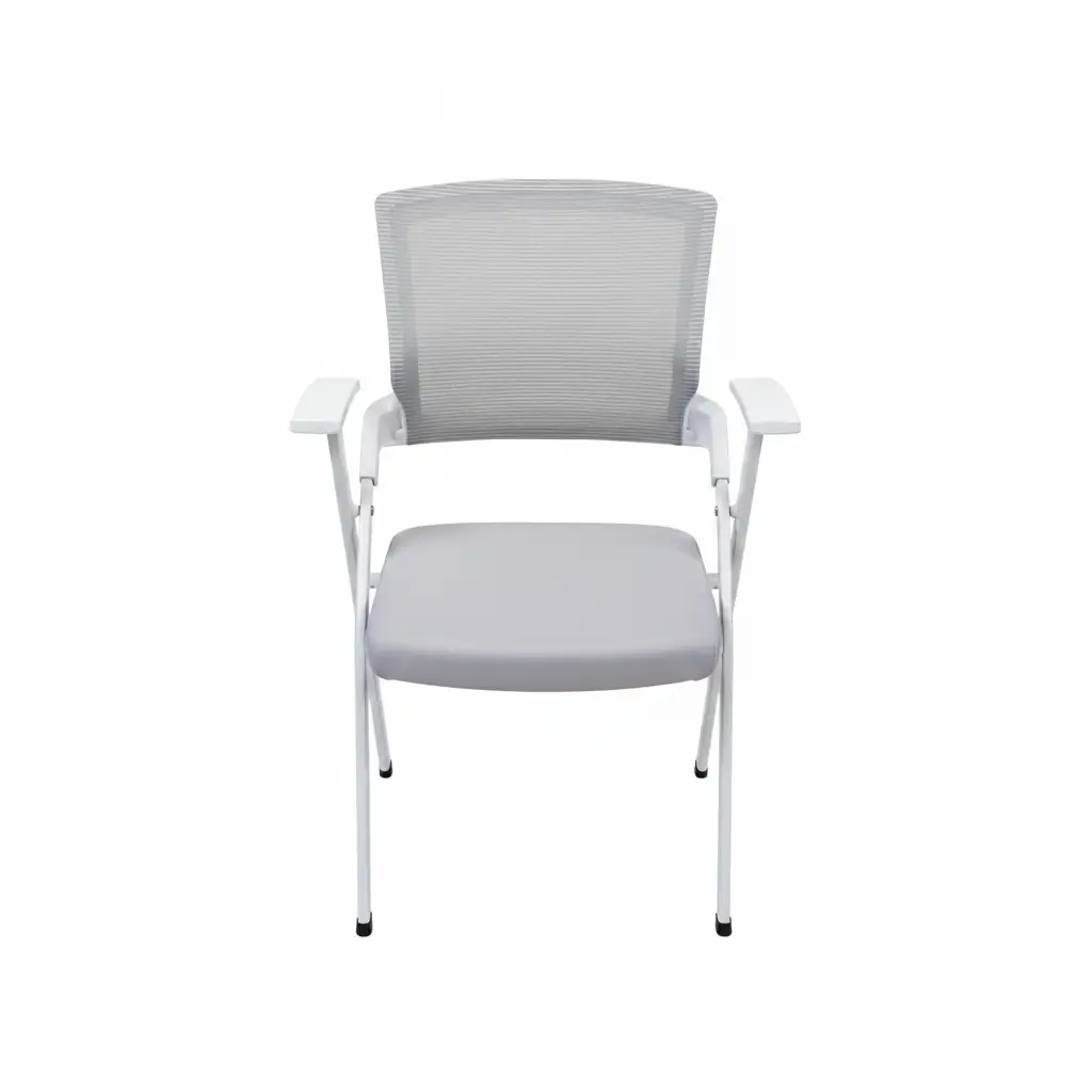 Visitor Chair - Mesh Back Stackable with White Steel Frame and Padded Armrests Furniture Armchairs