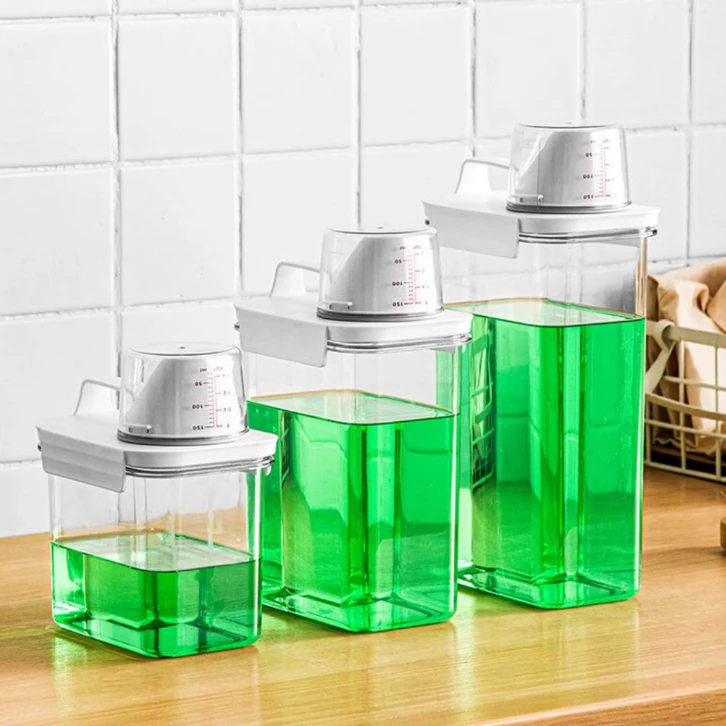 Acrylic Laundry Detergent Storage Container 2300ml Airtight Flip-Lock Lid with Measuring Cup Home & Garden Laundry Supplies