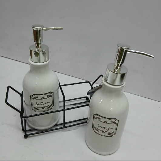 Dispenser Set - Soap and Lotion with Metal Stand