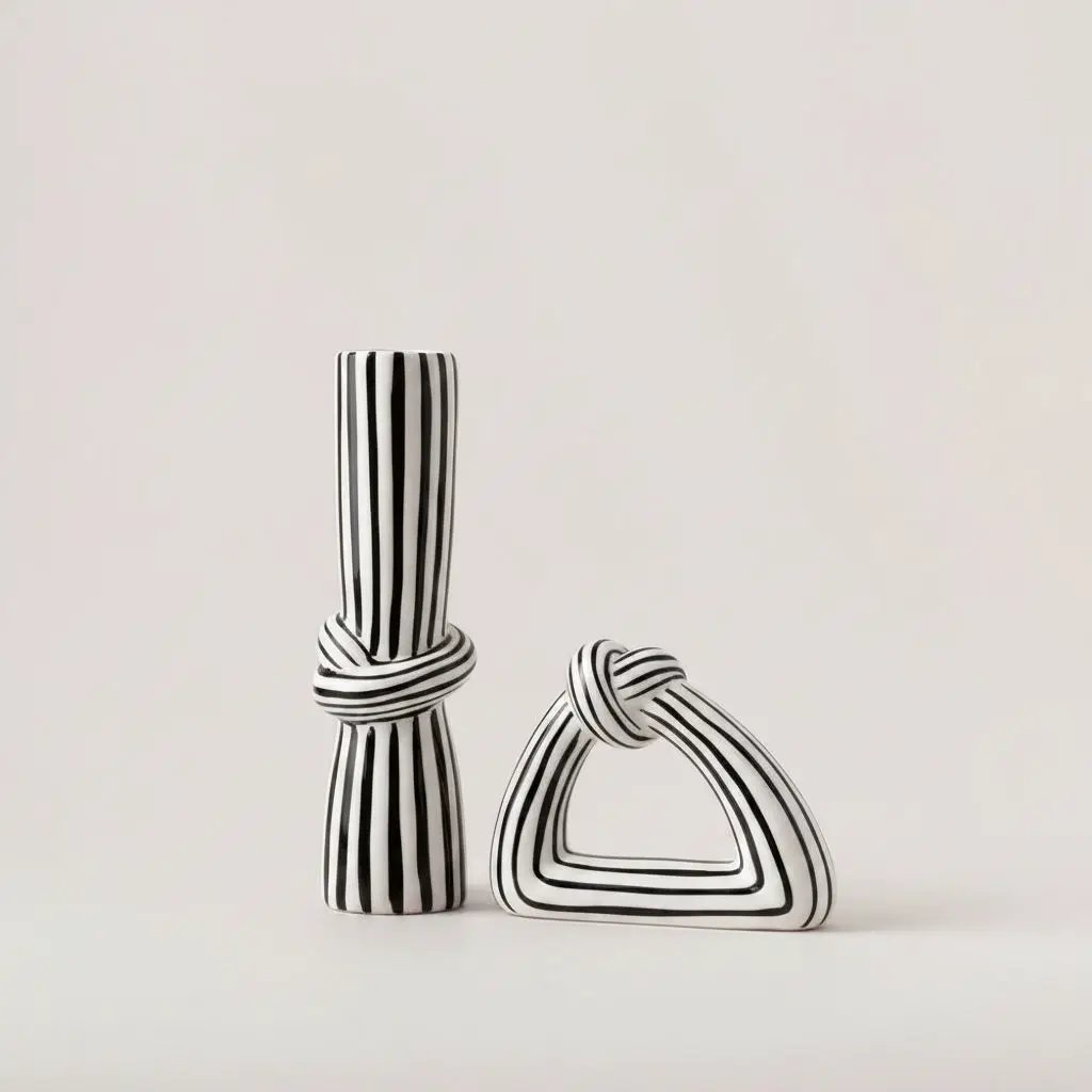Monochrome Knot Ceramic Vase Set Home Décor Vases