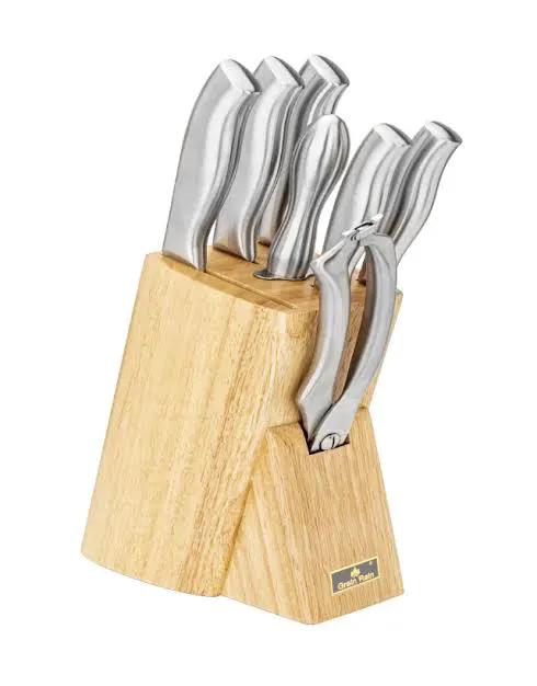 8-Piece Stainless Steel Knife Set with Hollow Handle & Wood Block Kitchen & Dining Knife Sets