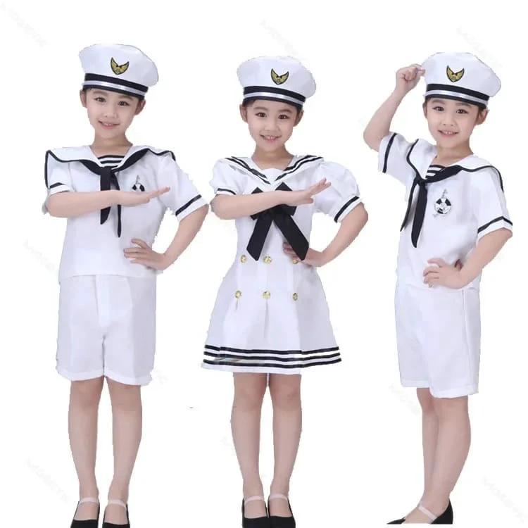 Professional Children’s Marine Hostess & Host Sailor Cosplay Costume – Navy Themed CBC Career Outfit Kids essential Costume Sets
