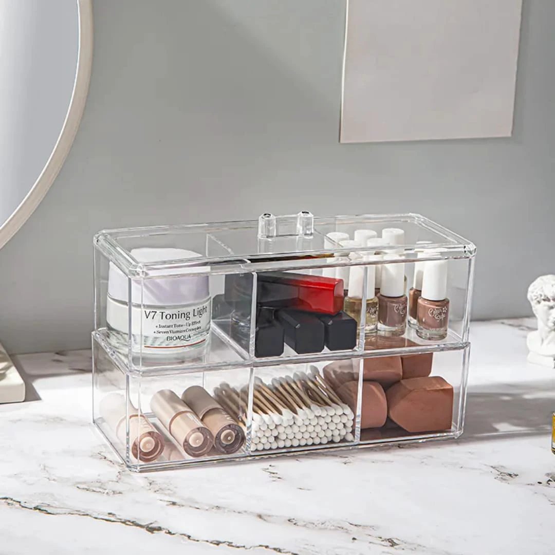 Transparent Cosmetic Storage Box – Acrylic Makeup Organizer for Cotton Pads, Swabs, and Beauty Essentials household storage containers Household Storage Containers