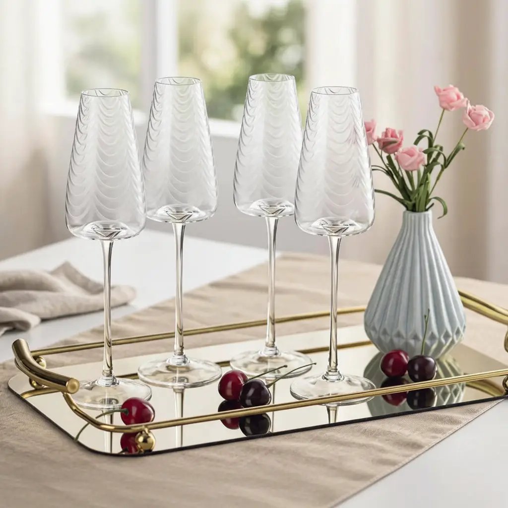 Wavy Long Stem Champagne & Wine Glasses Kitchen & Dining Champagne Glasses