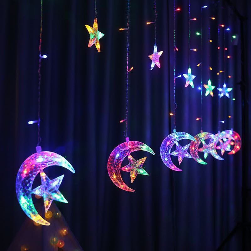 Christmas Santa Fairy LED Window Lights – 10m Multicolour Curtain Star Lights with Santa Décor