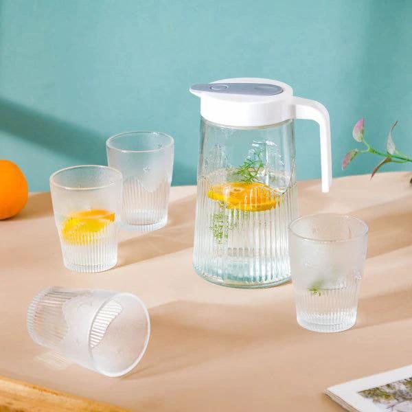5pcs Heat Resistant Glass Water Set – 1.2L Jug with 4 Glasses for Home and Office Use households Serving Pitchers & Carafes