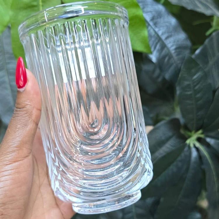 6 Pieces Unique Ribbed Glasses 520ml High Quality Drinking Glass Set Drinkware Sets