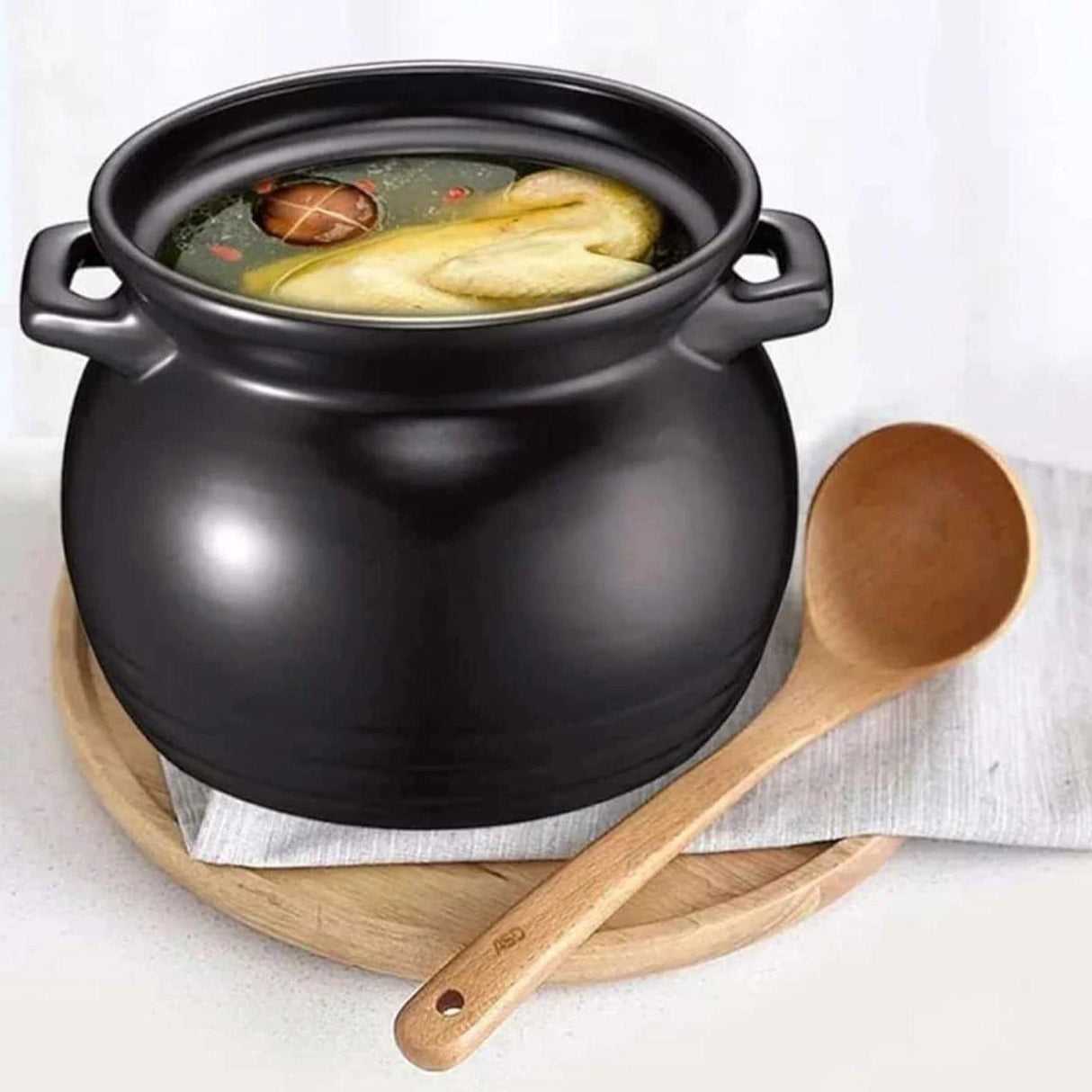 5L Heat-Resistant Cooking Ceramic Pot with Lid for Everyday Cooking Cookware